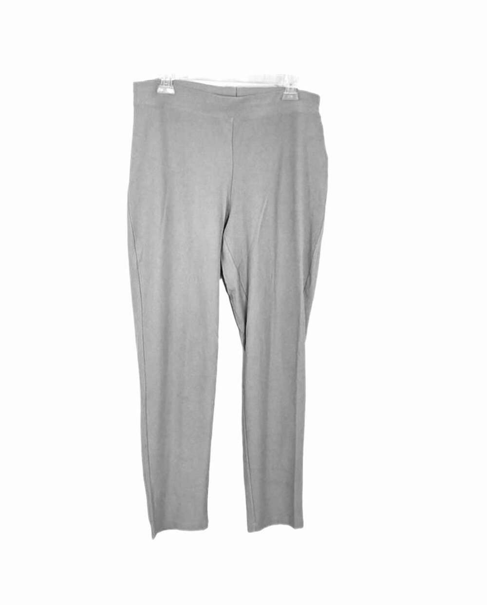 Eileen Fisher Sz.L Gray Stretch Knit Pants Pull On Tapered Leg Slow Fashion